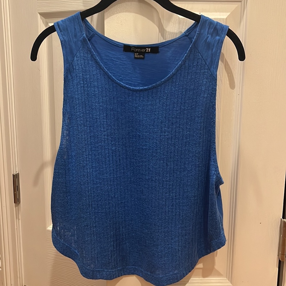 Loose Fit Textured Cotton Blend Tank Top
